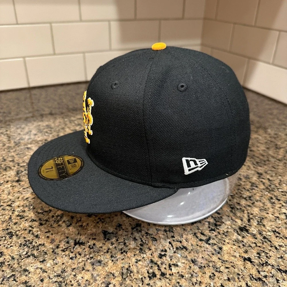 New York Mets New Era 59FIFTY Hat 7 3/8‎ Black Orange Tiger Stripe 1986 WS New